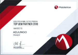 Award MobileIron 2019 Adjungo Top UEM Partner - Mars 2019